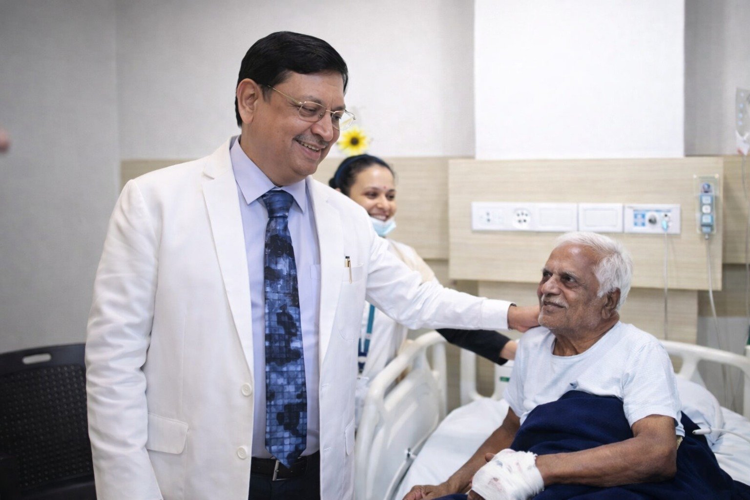 Doctor interacting with patient at hospital